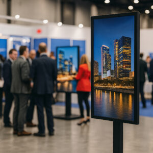 55-inch-4k-screen-on-hydraulic-stand-exhibition-warsaw