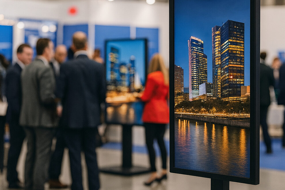 55-inch-4k-screen-on-hydraulic-stand-exhibition-warsaw